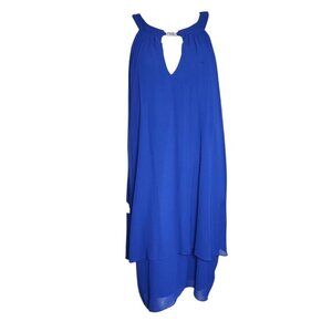 JESSICA HOWARD Solid‎ All Blue Chiffon Lined Zip Back Dress Womens Plus Size 20W